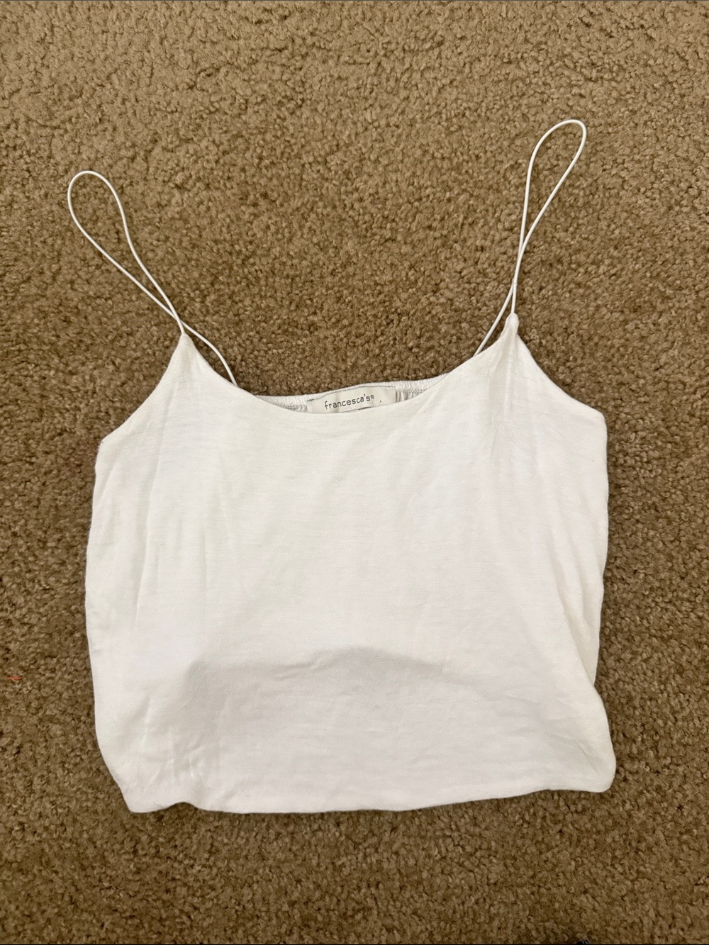 Francesca's Collections White Linen-Blend Spaghetti Strap Cami
